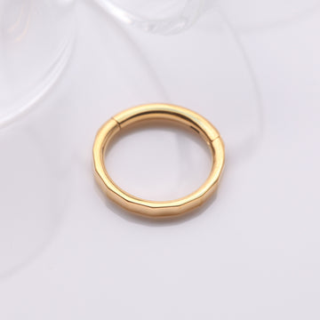 Detail View 1 of Implant Grade Titanium Golden Rigid Rectangle Faceted Clicker Hoop Ring